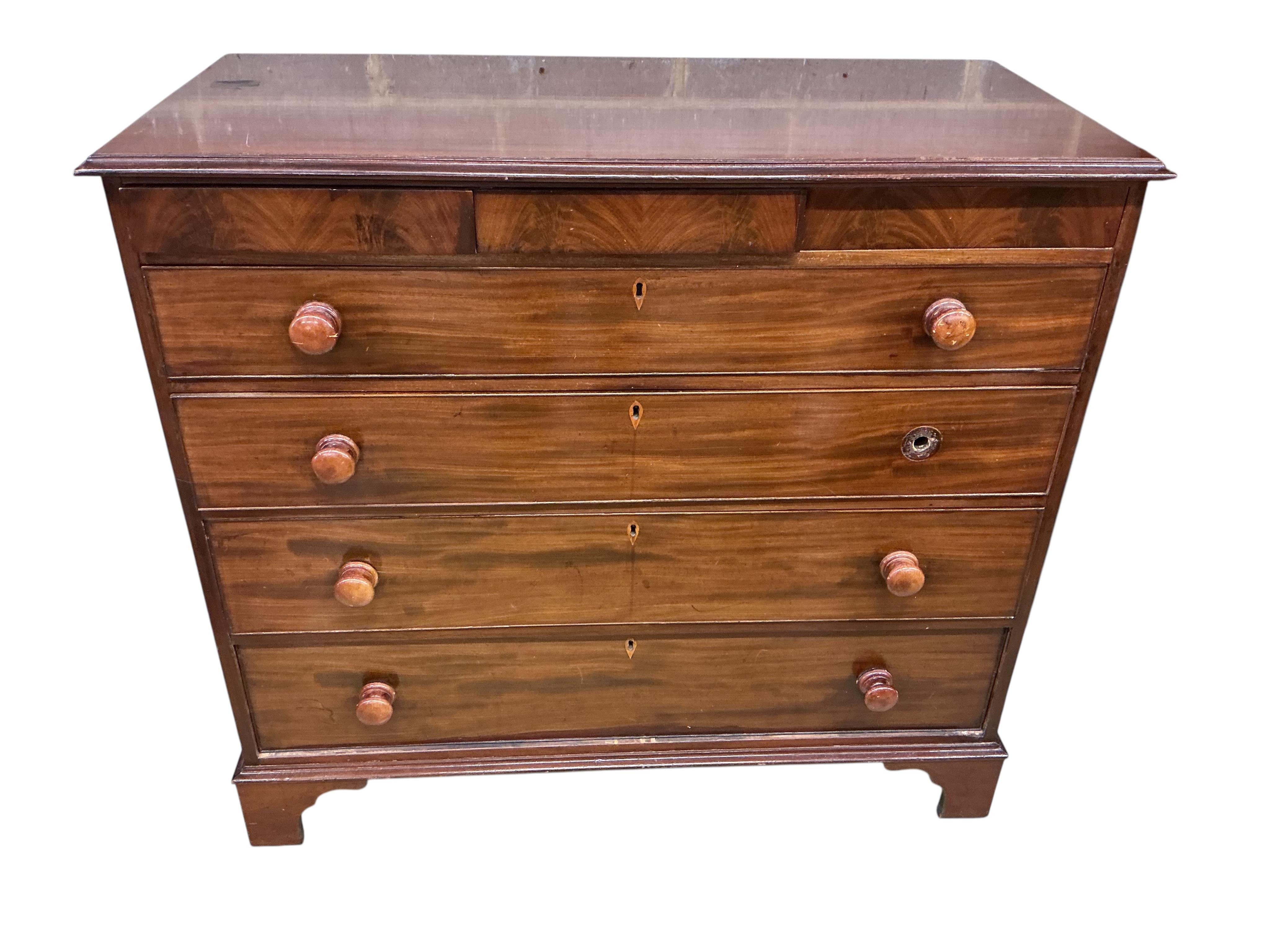 An early Victorian mahogany chest, width 117cm, depth 56cm, height 106cm